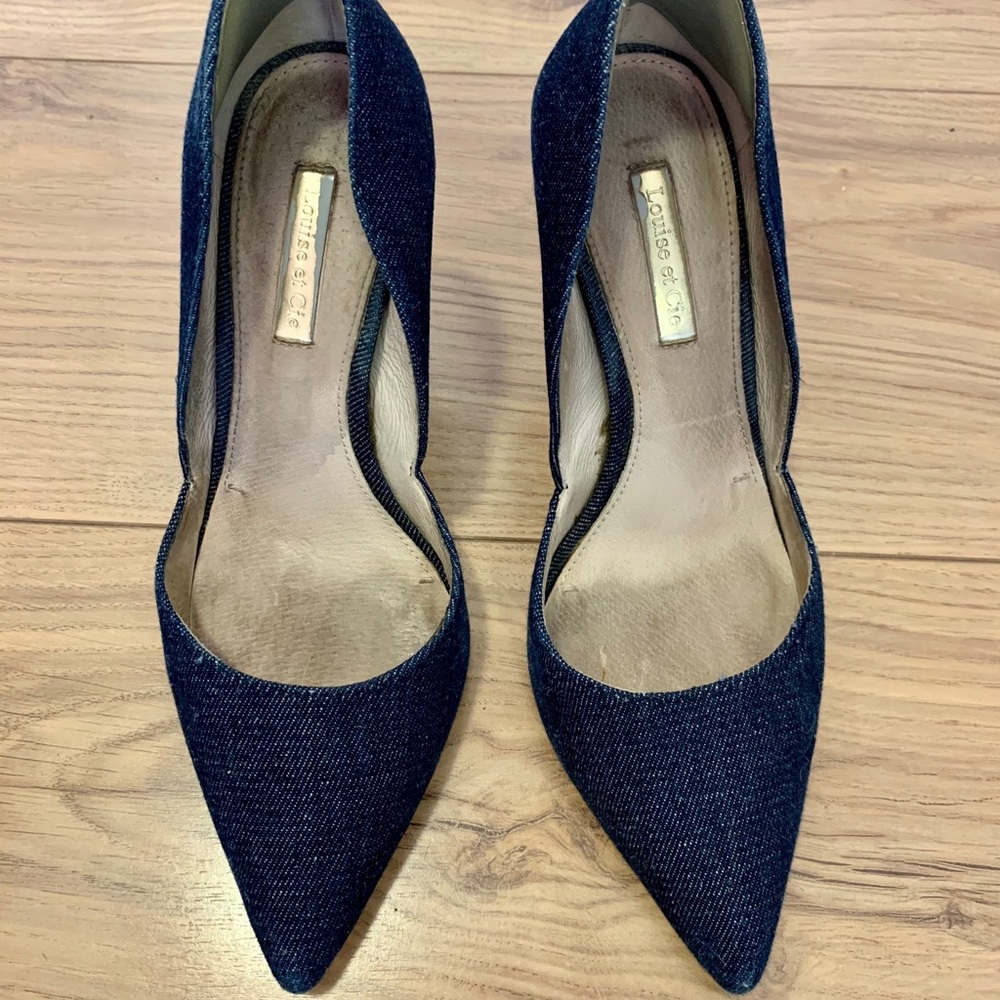 Louise et Cie Pointed d'Orsay denim heels